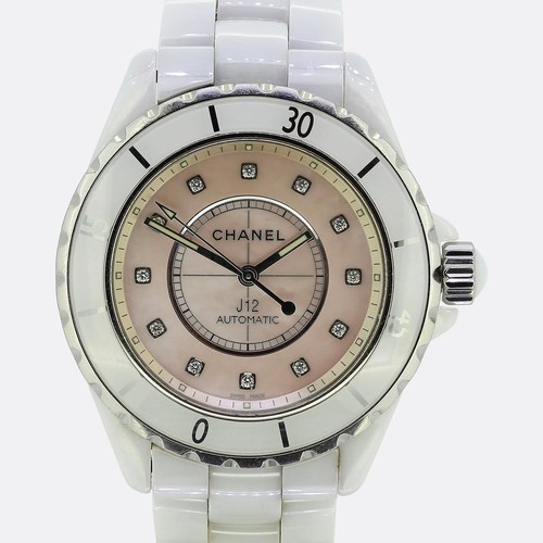 Chanel white ceramic pink dial - chanel,
