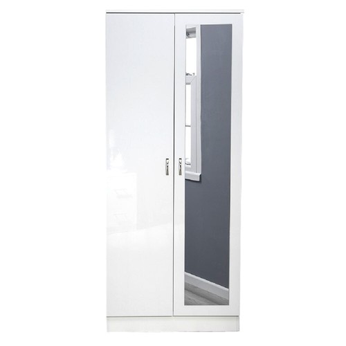 Door mirror wardrobe white - wardrobe,