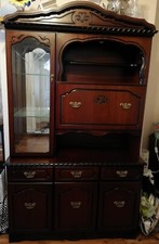 Vintage Glass Bar Cabinet With a Light Up Mini-Bar