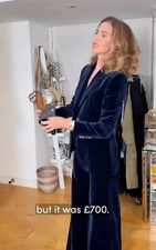 Zara Trinny Velvet Navy Fitted Trousers Size M Limited Edition 