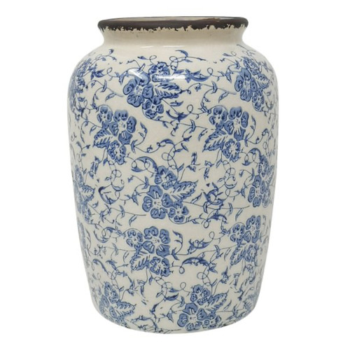 Large white blue floral - &,