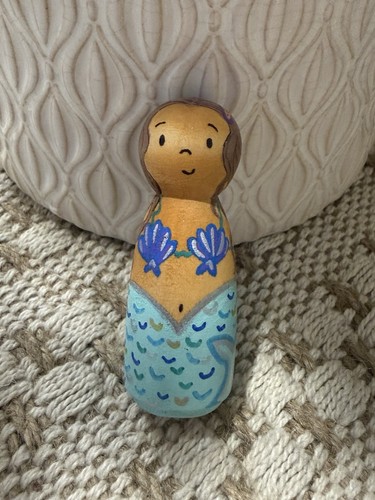 Mermaid peg doll hand painted - doll,