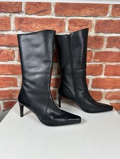 Hush Puppies Women's Black Chillies Heel Knee High Leather Boots Size UK 8 EU 42