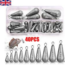 Fishing Weights Drop Shot With Swivel Set 40 Pack All Size Lead 3.5g-50g GB