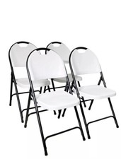 Alextend 4 Pack Plastic Folding Chairs with 160kg Weight Capacity, Stackable