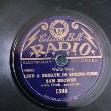 Edison Bell 78 Record 1388 Like a breath of spring time / Lancing with tears in 