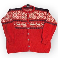 Vintage Fair Isle Norwegian Oslo Sweater Shop Wool Knit Cardigan Sweater