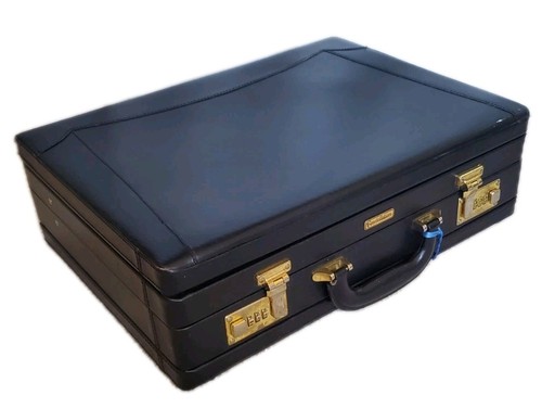 Vintage leather briefcase - vintage, wide