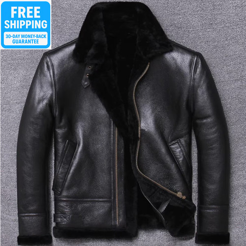 Mens real leather jacket - b3,