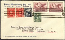 Australia to US SYDNEY George VI Four Colour 4/- franking 1948