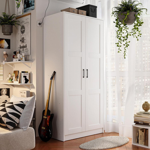 Fddevelop wood white wardrobe - white,