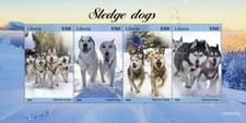 Liberia 2020 MNH Sled Dogs Stamps Alaskan Siberian Husky Kugsha Dog 4v M/S