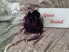 PURPLE DIAMANTE DUCHESS SATIN DOLLY BAG MAID.PROM FLOWER GIRL*UK MADE/SELLER*