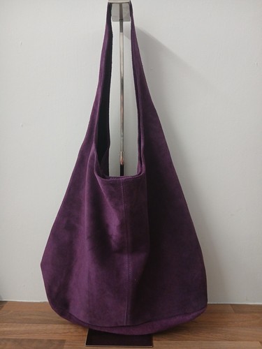 Purple suede hobo slouch - purple,