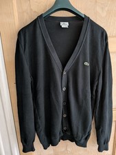 LACOSTE Mens Cardigan Sweater Size 5 Large black 100% cotton  193