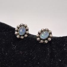 Suarti Balinese Sterling Silver And Black Opal Doublet Stud Earrings BA 925