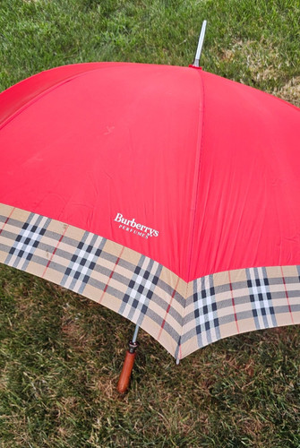 Burberry umbrella red wood - red,