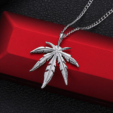 925 Sterling Silver Maple leaf Pendant Chain Necklace Womens Jewelry Fashion UK