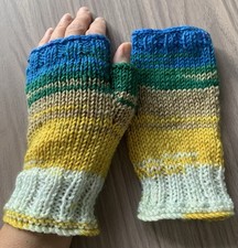 Hand Knitted Fingerless Gloves Hand Warmers Wrist Warmers Multi Colour