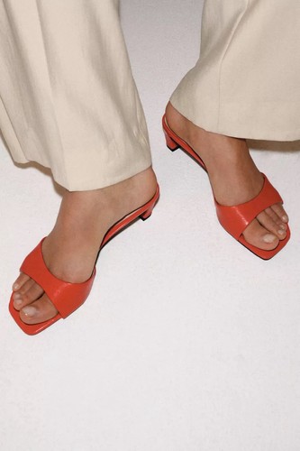 Zara coral leather heeled - leather,