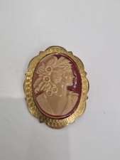 Vintage Mizpah Gold Tone Cameo Brooch  4.5cm X 3.5cm