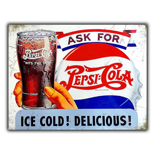 Pepsi cola metal sign - pepsi, wall
