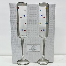 Champagne Flutes Cocktail Barware Home Bar Cart Martini Rainbow Beaded Set of 2