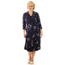 Vtg 40s  Dress & Jacket Navy