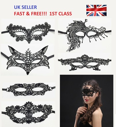 Black sexy lace face - black,