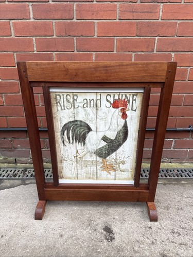 Wooden fire screen - wooden, cockerel