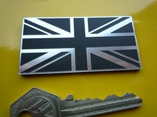 Union Jack Bike Car Van Black & Silver Acrylic Self Adhesive External Badge 2.5"
