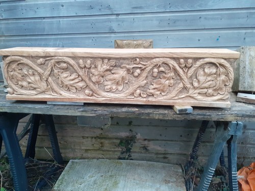 Carved oak beam - mantle, piece