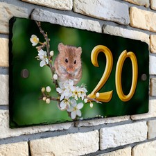 Field Mouse House Number Slate