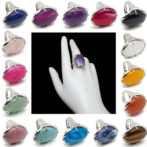 Gemstone ring large natural - ring,