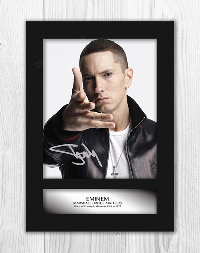 Eminem signed mounted - a4,