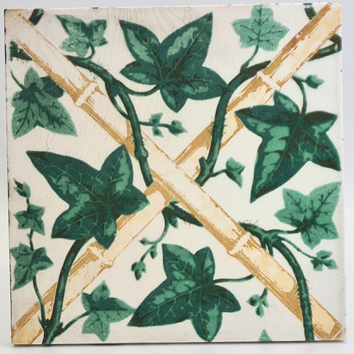Antique minton tile crossed - antique,