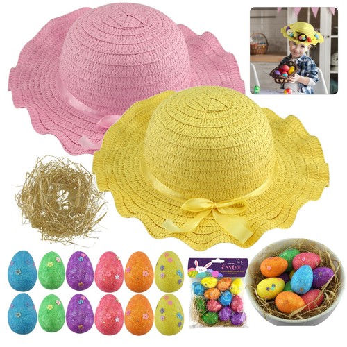 Straw bonnet hats 52cm - straw,