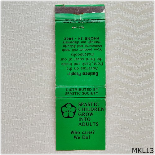 Spastic society matchbook - spastic,