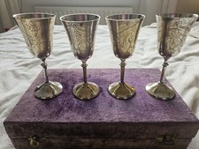Set Of 4 Vintage Goblets drinking glasses In case, halloween, gothic style