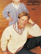 1818 DK CRICKET STYLE CABLED SWEATERS 28-46" VINTAGE KNITTING PATTERN COPY