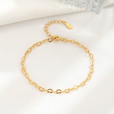 Heart Silver Anklets for Womens large ankle Bracelet Indian Gold Solid Steel UK