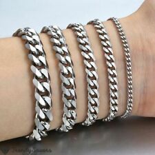 Men's Bracelets Stainless Steel Curb Cuban Link Chain Silver Color Jewelry Gift