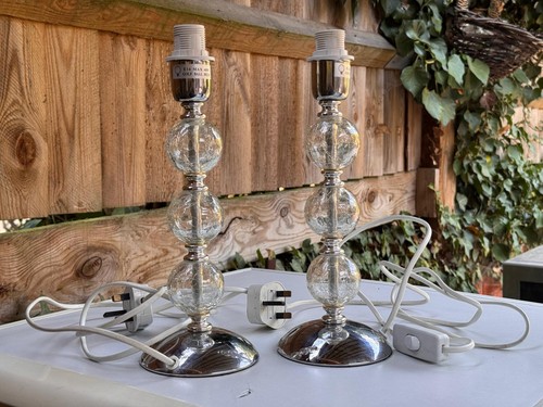 Pair chrome crackle glass ball - pair,