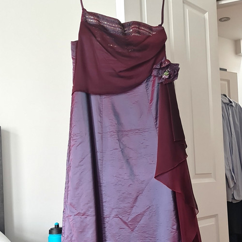 Purple satin long gown size - purple,