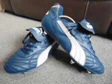 PUMA Old School Soft Ground Faux Leather Padded Football Boots Size UK 9 in Blue