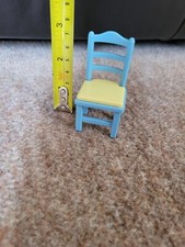 Toy dolls house plastic blue and yellow chair
