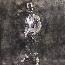 Mens Mirror Coat Pants Suit Set Reflective Lenses‌ Robotic Dance‌ Show Costume