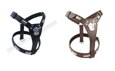 LEATHER STAFFY DESIGNER DOG HARNESS Staffordshire Bull Terrier CHROME FITTING