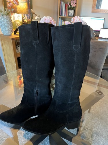 Knee high suede boots - boots,, wide