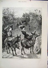 Original old antique print - old,